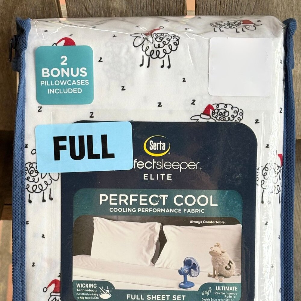 Serta Perfect Sleeper Christmas Santa Sheep FULL Size Sheet Set (2 extra PC's)